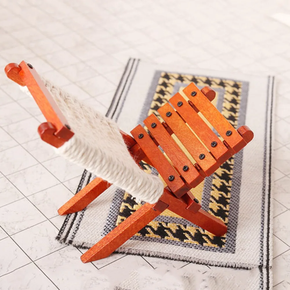Деревянный кукольный домик Складной шезлонг Кресло Миниатюрный кукольный домик Мебель для стульев Мини модель кукольного домика Мини складной стул Изображение 1 