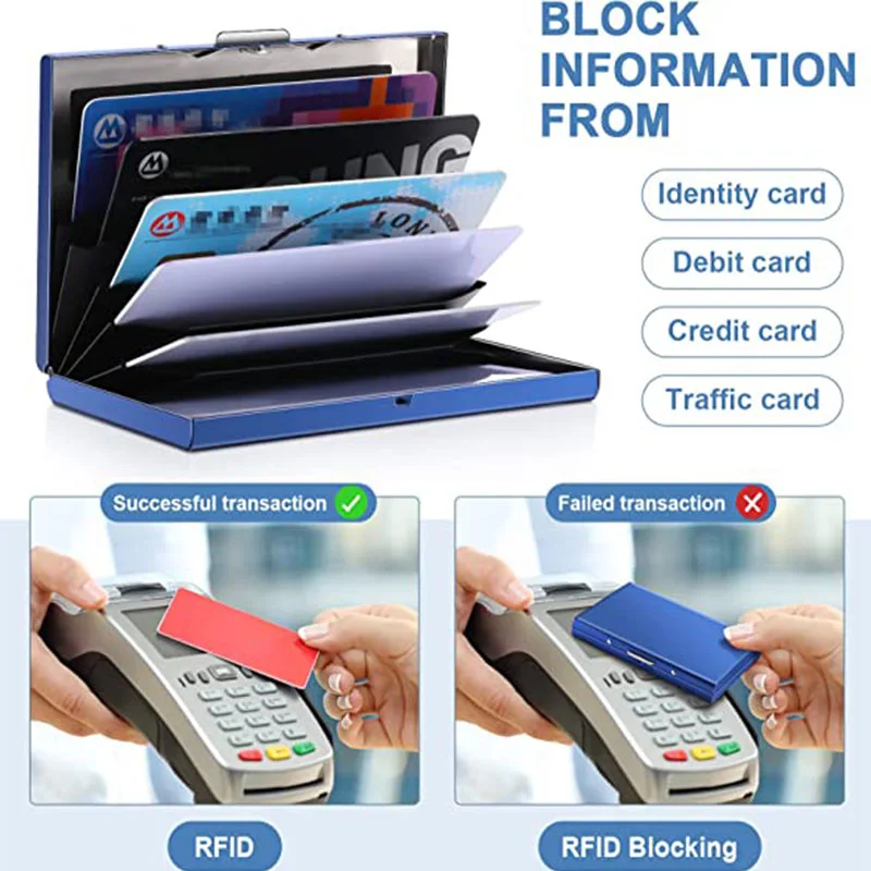 Держатель кредитной ID-карты из нержавеющей стали, Антимагнитный держатель для визитных карточек, блокирующий RFID кошелек, простой чехол для карт для мужчин Изображение 2 