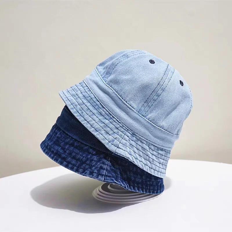 Детская Ковбойская шляпа-ведро в стиле ретро, Корейская Детская Однотонная Повседневная кепка, весна-осень, солнцезащитная шляпа с мягкими полями для мальчиков и девочек, для малышей Изображение 1 