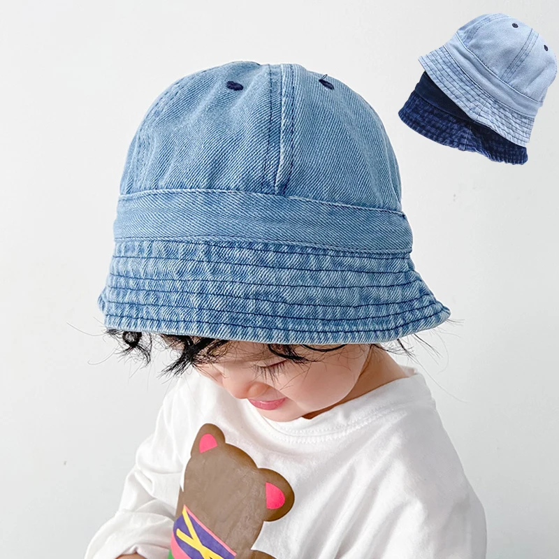 Детская Ковбойская шляпа-ведро в стиле ретро, Корейская Детская Однотонная Повседневная кепка, весна-осень, солнцезащитная шляпа с мягкими полями для мальчиков и девочек, для малышей Изображение 3 