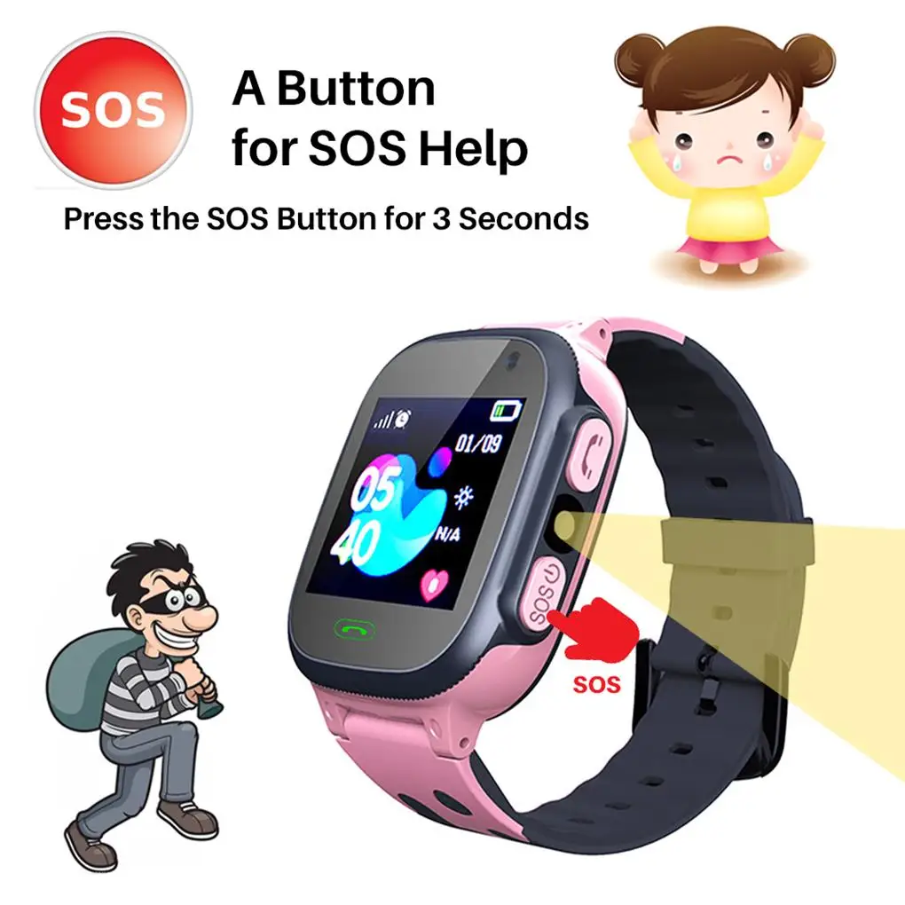 Детские Часы Вызовите Детские Смарт-часы Детские GPS SOS Водонепроницаемые Умные Часы Часы Отслеживание Местоположения SIM-карты Детские Часы