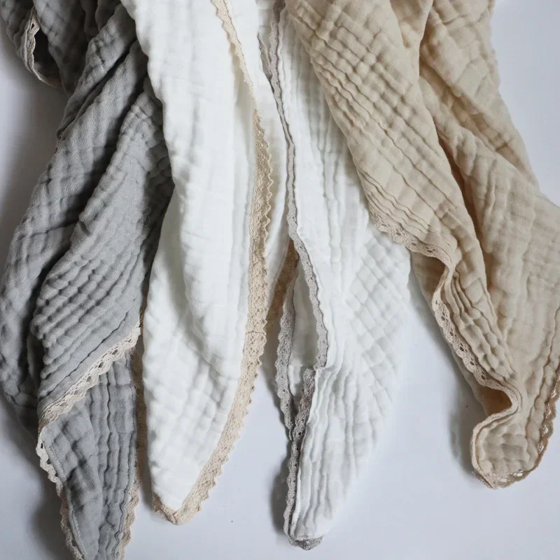 Детское пеленальное одеяло Хлопчатобумажное банное полотенце, Шестислойная Марлевая кружевная пеленальная пленка для новорожденного, одеяло, детские принадлежности, чехол для коляски