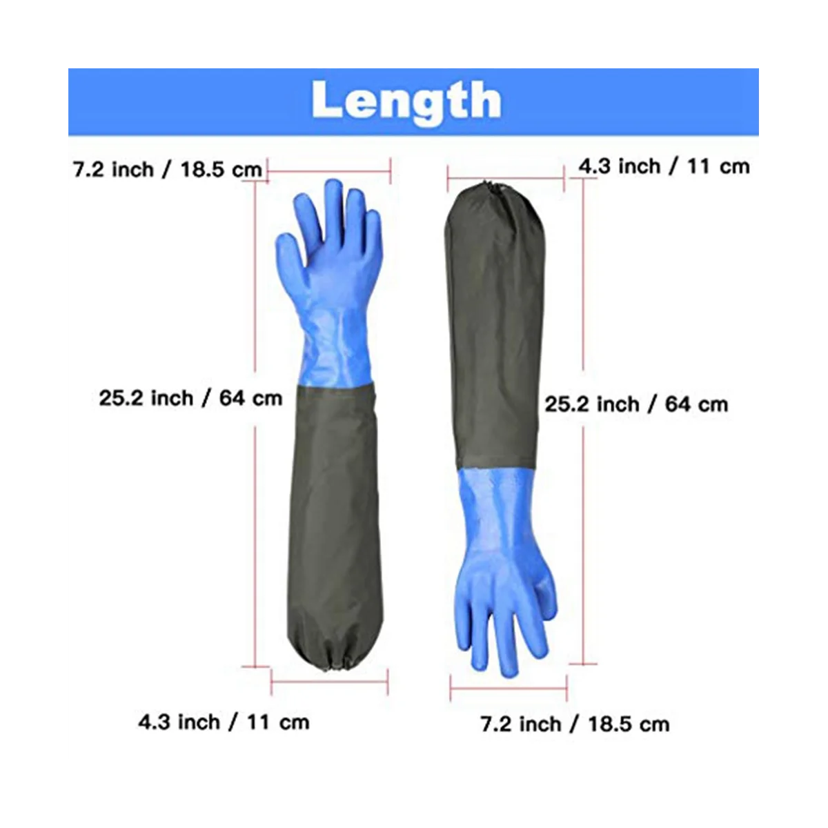 Длинные резиновые перчатки, длинные водонепроницаемые перчатки и сверхпрочные водонепроницаемые перчатки для работы с вредными веществами и кислотами Изображение 1 