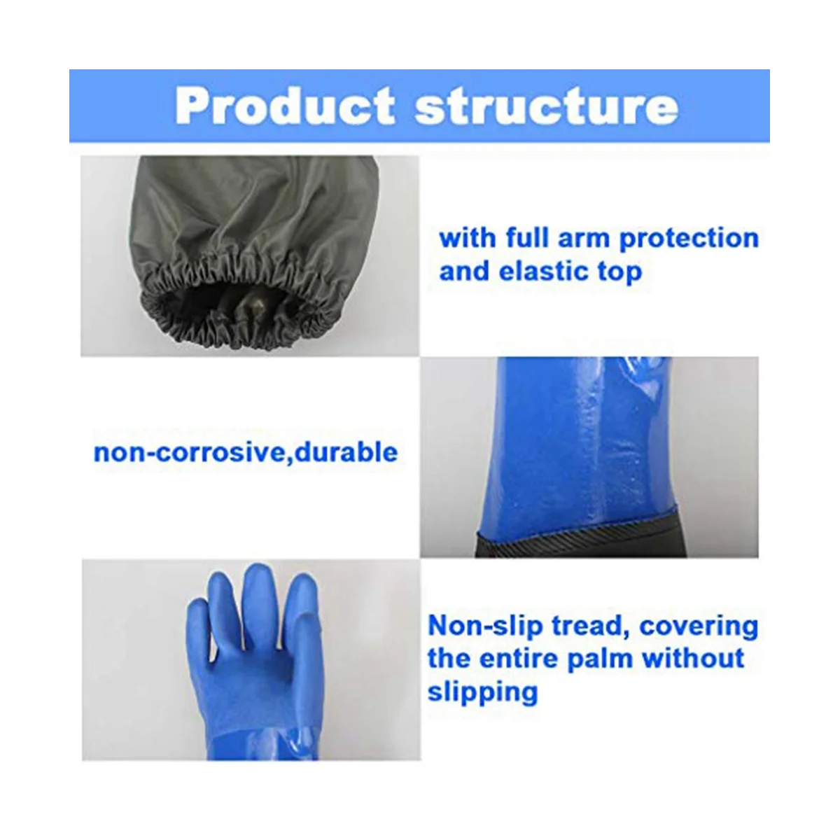 Длинные резиновые перчатки, длинные водонепроницаемые перчатки и сверхпрочные водонепроницаемые перчатки для работы с вредными веществами и кислотами Изображение 2 