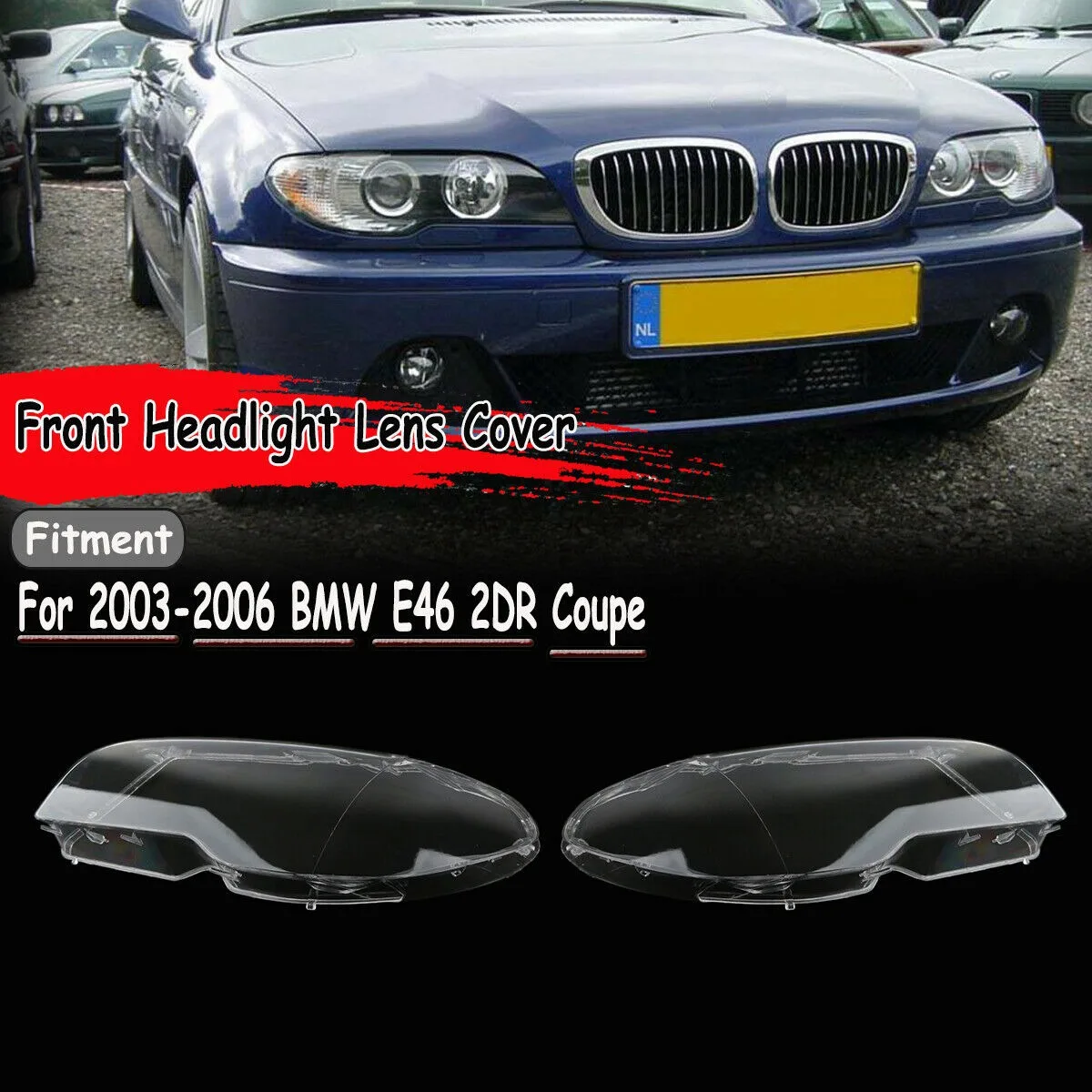 Для-BMW E46 2DR Coupe 325Ci 330Ci 2003-2006 LH + RH Крышка объектива лампы головного света фары Изображение 3 