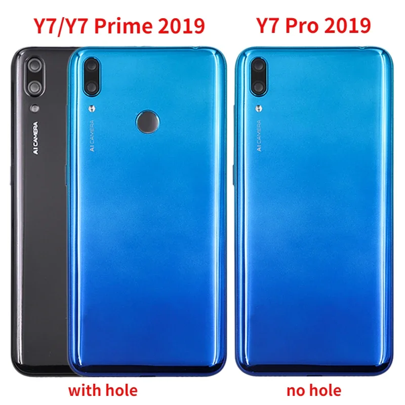 Для Huawei Y7 Prime Y7 2019, задняя крышка аккумулятора, для Y7 Pro 2019, чехол для задней двери с заменой объектива камеры