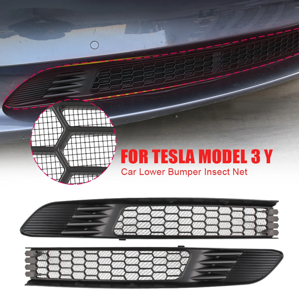 Для Tesla Модель 3 2017-2022 Внешние Аксессуары Пылезащитная Внутренняя вентиляционная решетка, сетка для защиты нижнего бампера автомобиля от насекомых