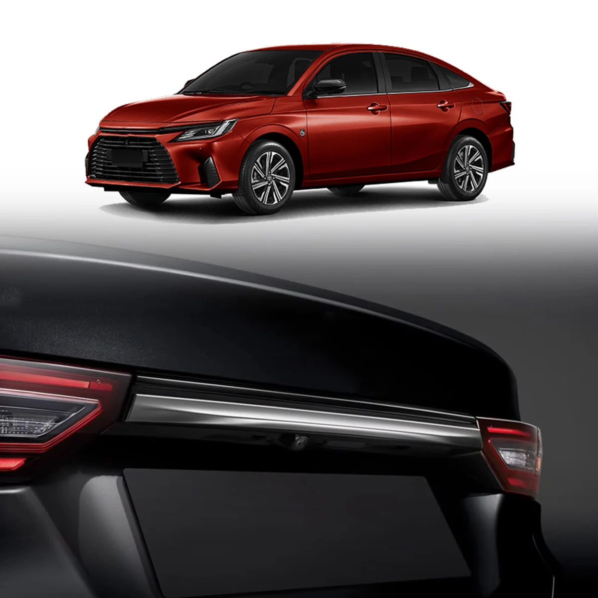 Для Toyota Yaris Ativ VIOS 2023 ABS Хромированная Задняя дверь багажника, отделка крышки багажника, задняя дверь Изображение 5 