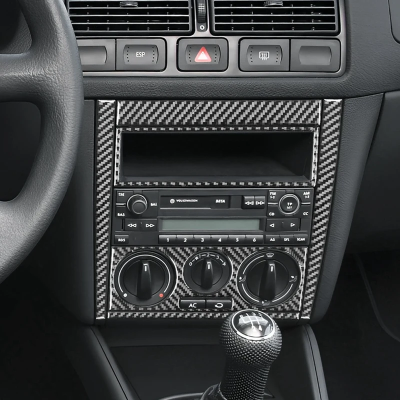 Для VW Golf 4 MK4 1999-2004 Компакт-диск с центральным управлением из мягкого углеродного волокна, кондиционер, Радиопанель, рамка, Накладка, Аксессуары для отделки Изображение 1 