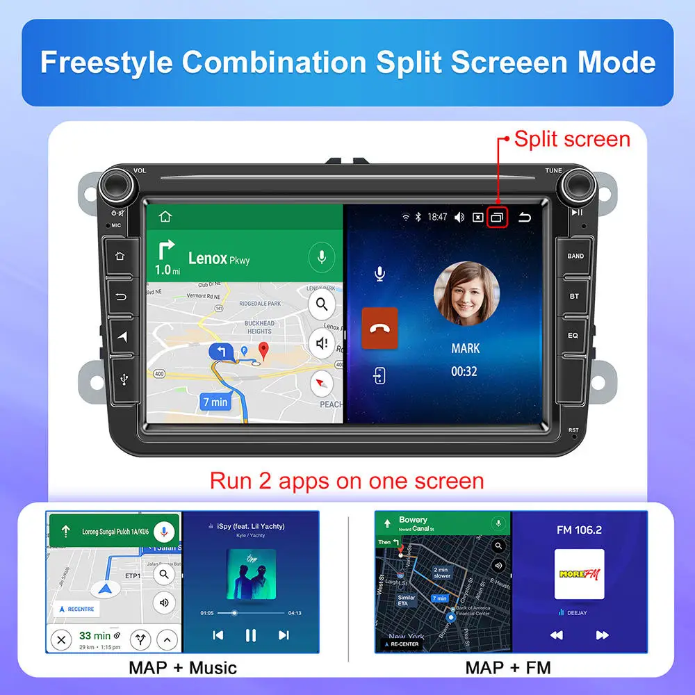 Для VW Golf EOS Универсальный автомобильный навигатор с камерой заднего вида CarPlay Android Auto 8-дюймовый сенсорный экран Стерео Радио Мультимедийный плеер Изображение 3 