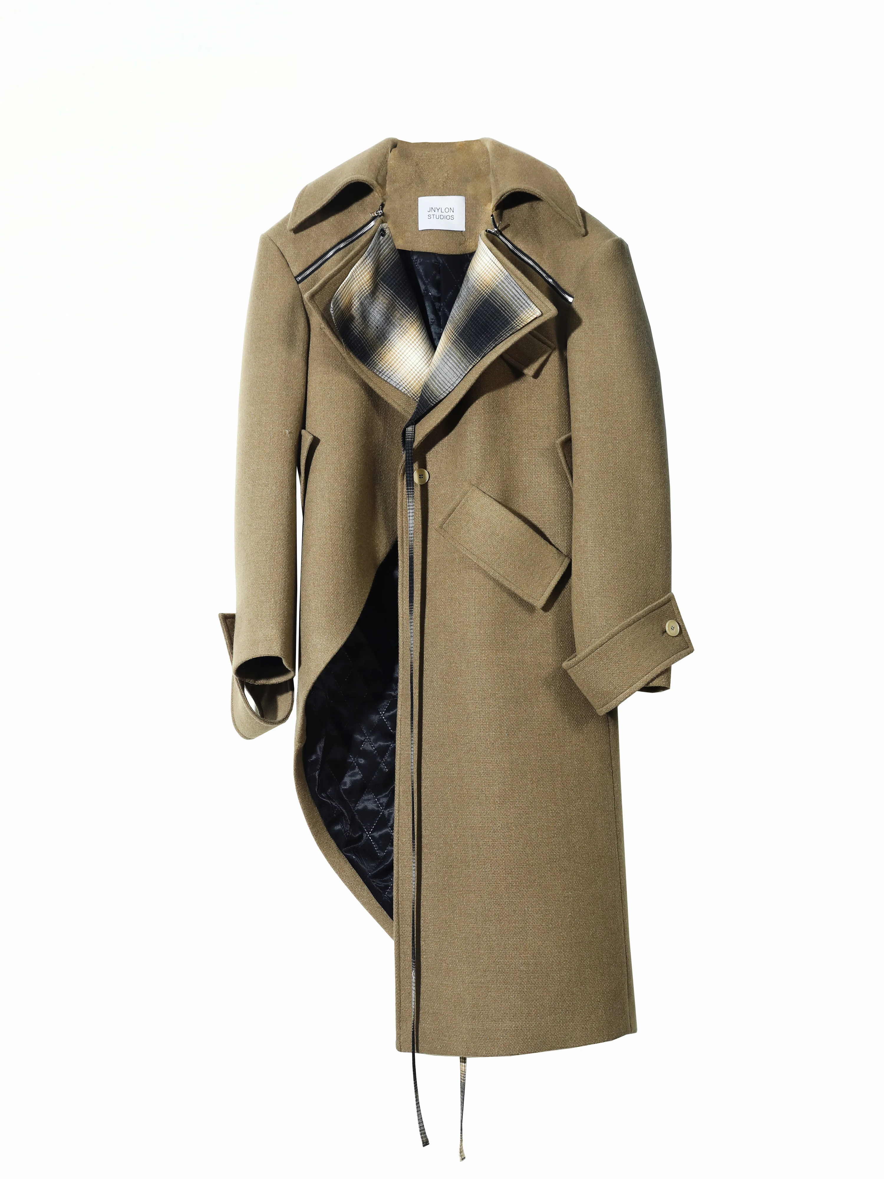 Европа Осень и Зима, новинка 2023, модное женское шерстяное пальто, Двухконтрастное асимметричное шерстяное пальто, женское пальто