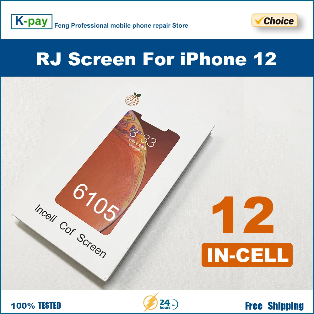 ЖК-дисплей RJ для iPhone RJ - incell - 12 ЖК-дисплей с экраном RJ Incell Без битых пикселей С цифровым преобразователем 3D Touch в сборе
