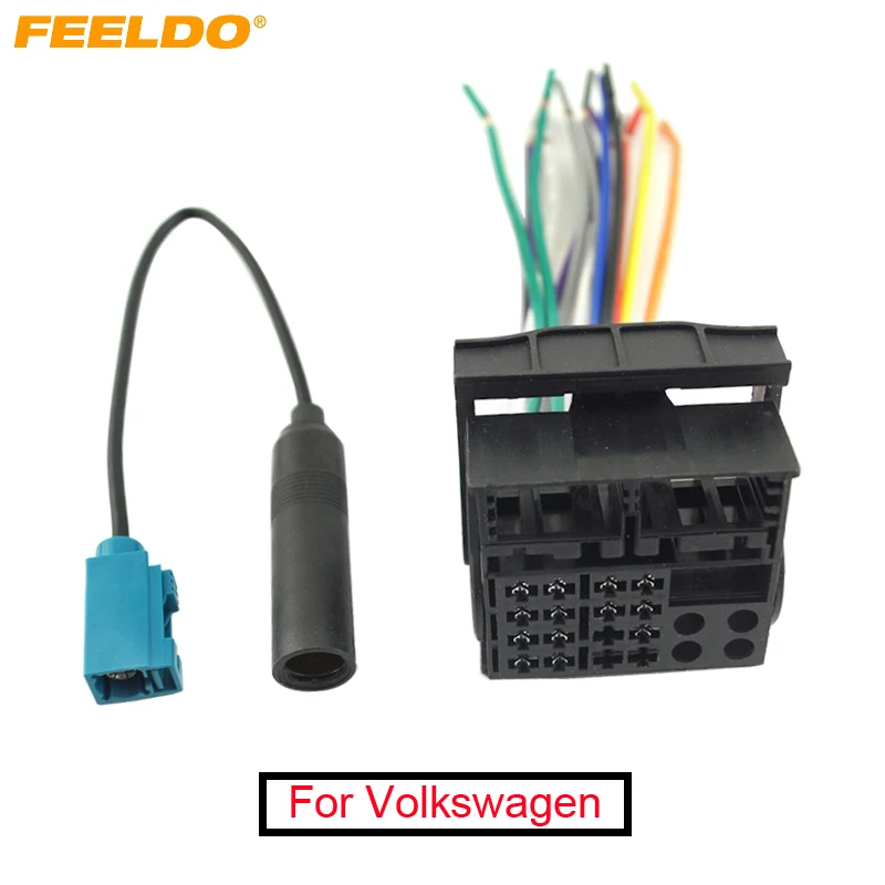 Жгут проводов автомагнитолы FEELDO 1Set с разъемом FRAKA Radio Anatenn для заводского компакт-диска Volkswagen OEM Radio # AM3144