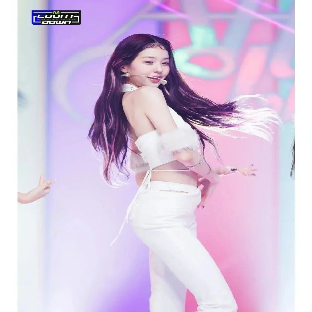 Женская группа Kpop Girl's Ive Jang Wonyoung, длинные расклешенные брюки на ремешке, танцевальное представление, Тонкие женские брюки, спортивные штаны, женские брюки Изображение 2 