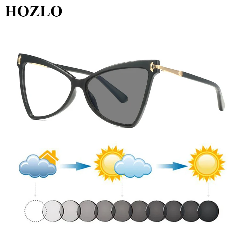 Женская модная тенденция TR90 Фотохромные очки для чтения в форме бабочки, женские солнцезащитные очки с автоматическим обесцвечиванием, Пресбиопические солнцезащитные очки