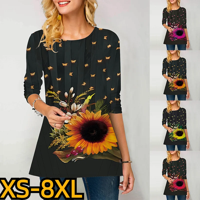 Женская одежда, негабаритная футболка с 3D-принтом с длинным рукавом, женские модные топы, винтажный пуловер, осень-зима, футболки с круглым вырезом Изображение 0 