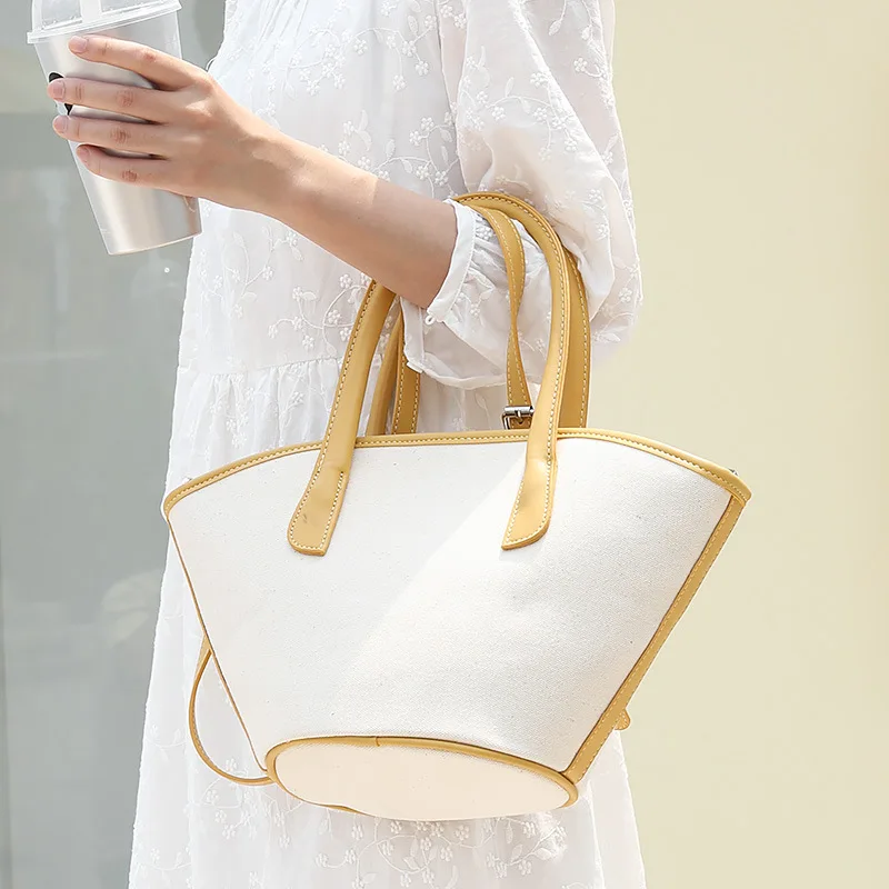 Женская сумка в Корейском стиле из искусственной кожи, холщовое лоскутное ведро, модная застежка, МЯГКИЕ сумки через плечо, сумки через плечо, универсальные сумки