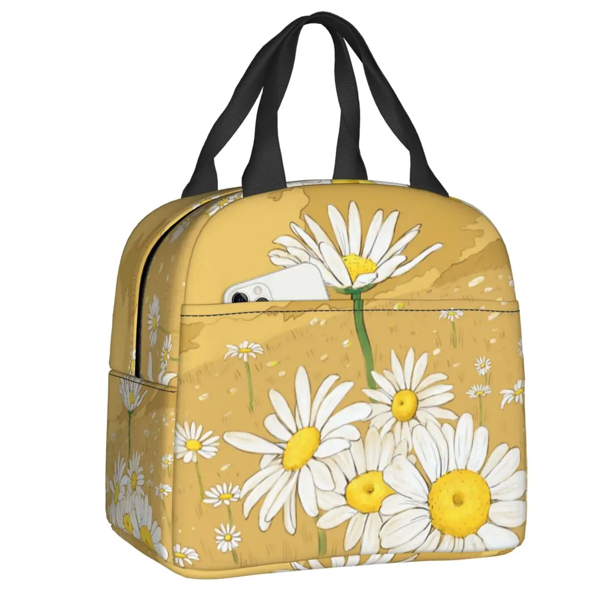 Женская сумка для ланча с цветочной ромашкой, с цветочным рисунком, Сменный кулер, Термальная коробка для Бенто, для кемпинга и путешествий на открытом воздухе