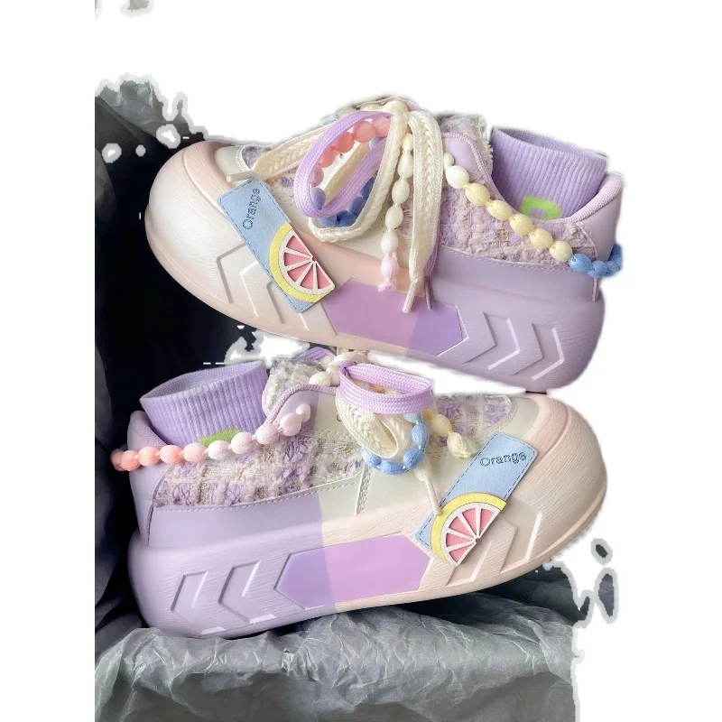 Женские туфли Sweet Macaron Lolita, потому что японские туфли Loli Fashion Street из искусственной кожи фиолетового цвета Изображение 3 