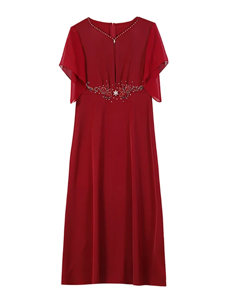 Женское красное шелковое атласное роскошное платье для выпускного вечера с коротким рукавом, Шикарное бриллиантовое платье 2024, Длинное вечернее платье для вечеринки, Элегантный свадебный халат D81 Изображение 5 