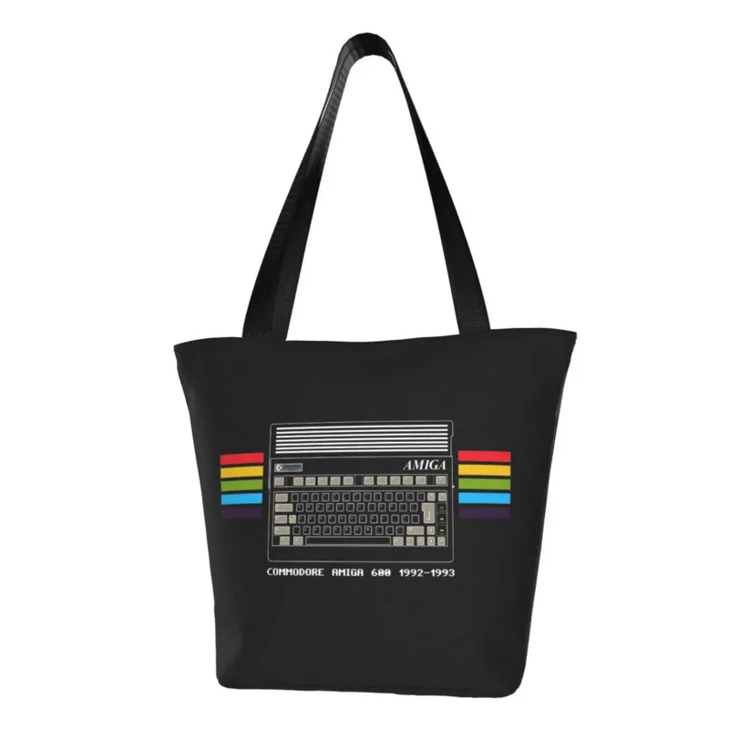 Забавная сумка для покупок Commodore Amiga 600 Recycling C64 Amiga Computer Grocery Холщовая сумка для покупок через плечо