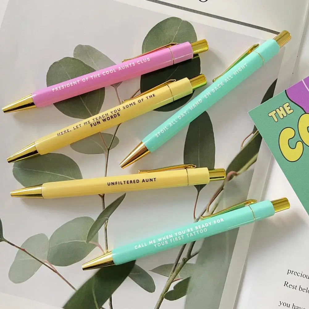 Забавные ручки для детей, 5 шт. выдвижных шариковых ручек для быстросохнущего письма, домашнего школьного офиса, забавных ручек для подписи