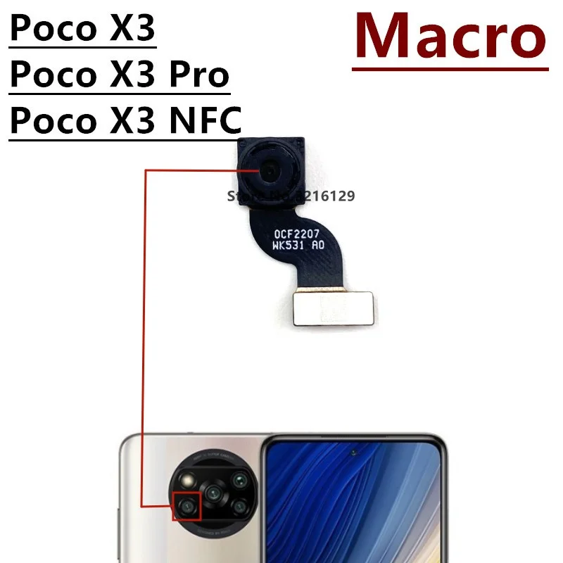 Задняя Камера Для Xiaomi Mi Poco X3 Pro NFC X3NFC Основная Макросъемка Сверхширокой Глубины Оригинальный Модуль Задней Камеры Запасные Части Изображение 3 