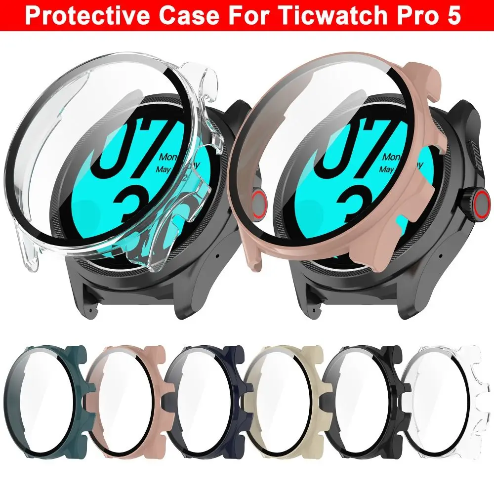 Закаленное Стекло + Чехол Для смарт-часов Ticwatch Pro 5 Полный Защитный чехол Для ПК Защитная пленка Для экрана Для Ticwatch Pro5