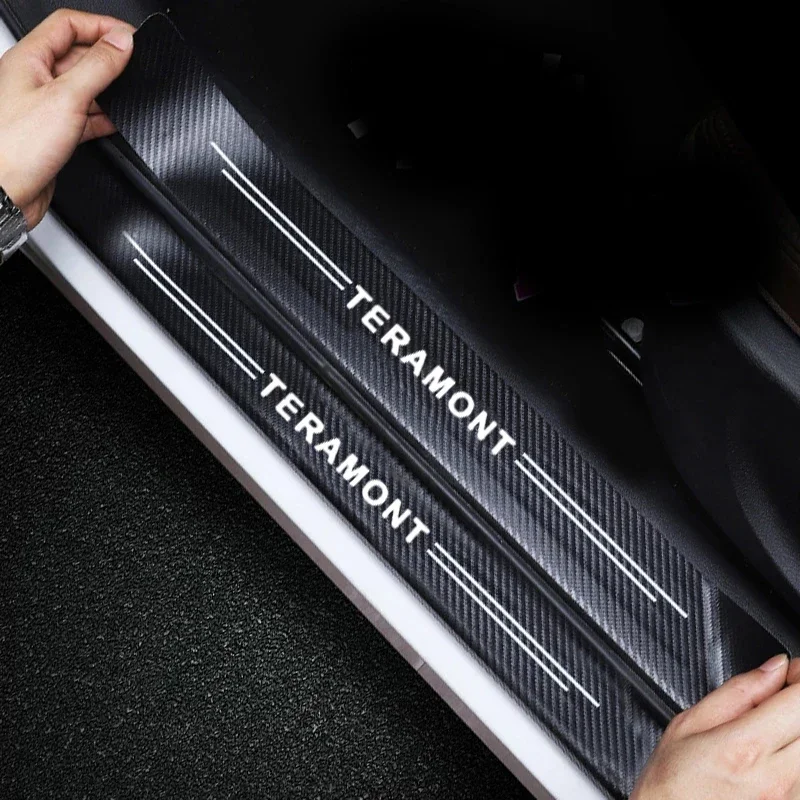 Защитная наклейка на порог автомобиля, защитная наклейка на порог для логотипа VW Teramont 2022 2021 2020 2019, Защитные полоски на бампере по краю багажника