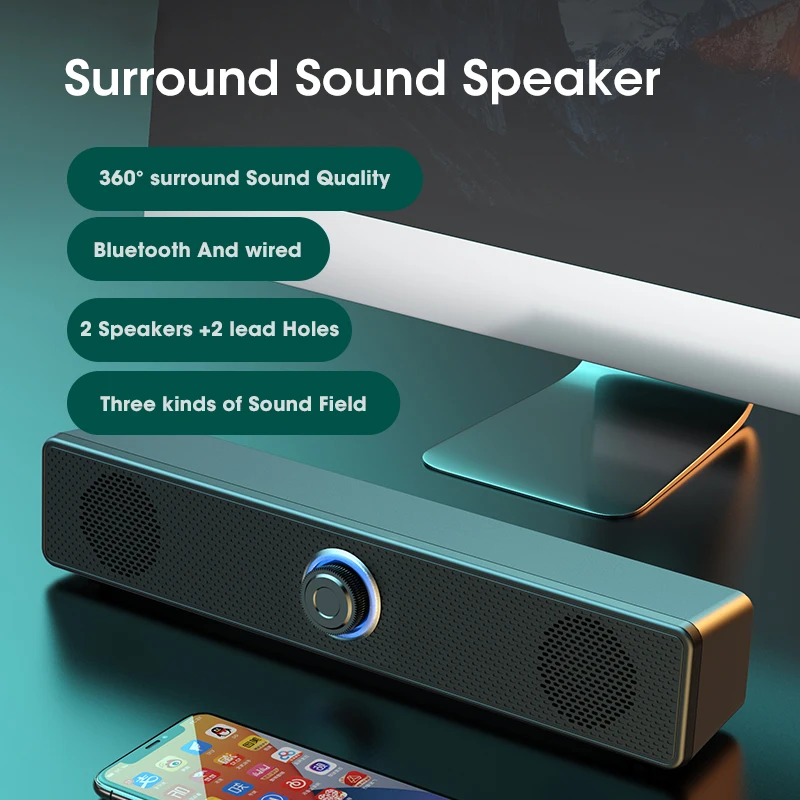 Звуковая Система Домашнего Кинотеатра Bluetooth Динамик 4D Surround Soundbar Компьютерный Динамик Для ТЕЛЕВИЗОРА Soundbar Box Сабвуфер Стерео Музыкальная Шкатулка