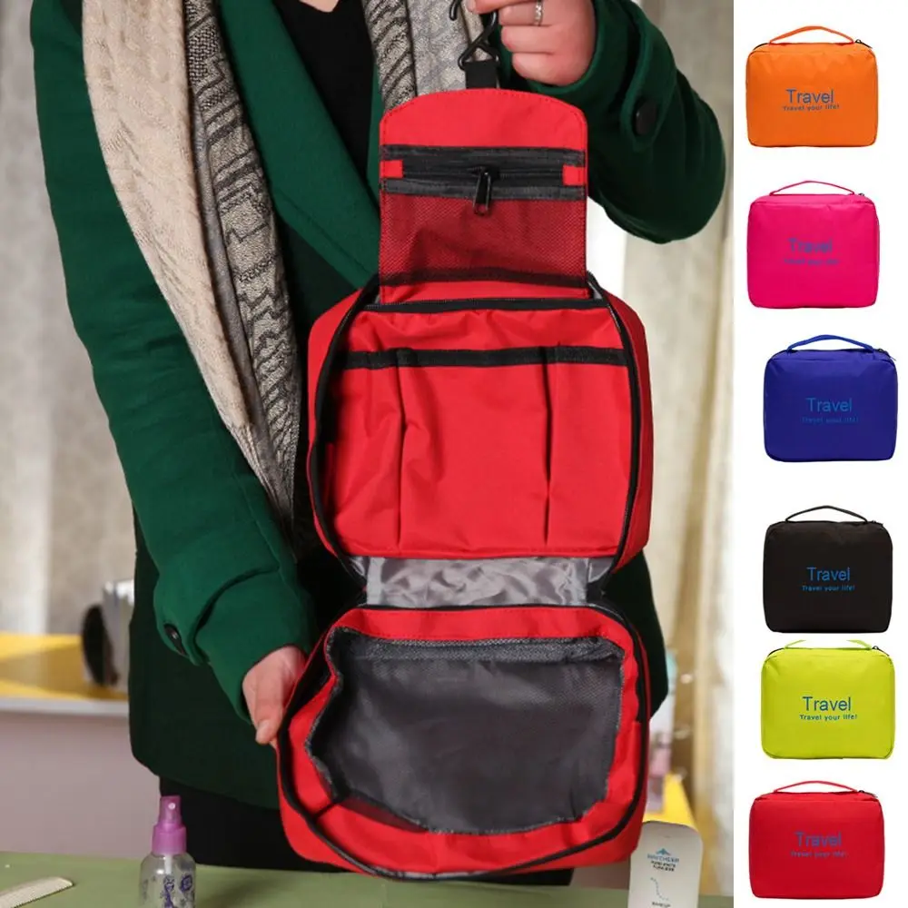 Зеленая/ красная / Оранжевая дорожная сумка для стирки из ткани Оксфорд, Складная сумка для стирки, Косметическая сумка для дома с крючком большой емкости Изображение 0 