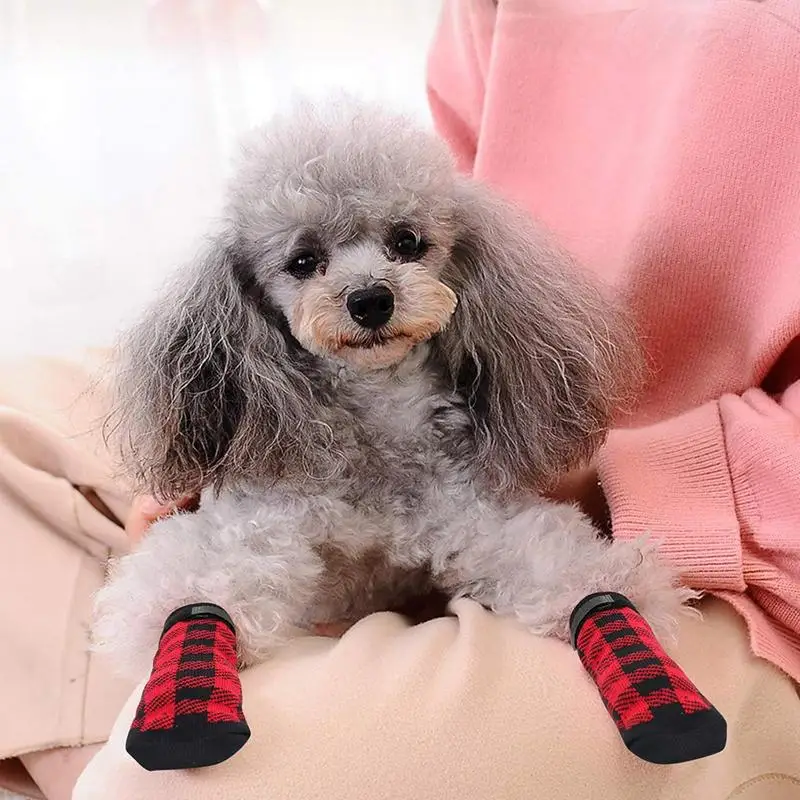 Зимние носки для собак, носки с захватом собачьих лап, Мягкие защитные носки от собачьих лап, ботинки для собак, протекторы для лап для домашних животных, собаки Маленького среднего размера Изображение 2 
