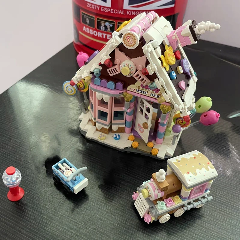 Игрушки для детей Архитектура, магазин сладостей, Шоколадный домик, поезд на воздушном шаре, 3D модель, мини-конструкторы, кирпичики, здание своими руками Изображение 2 