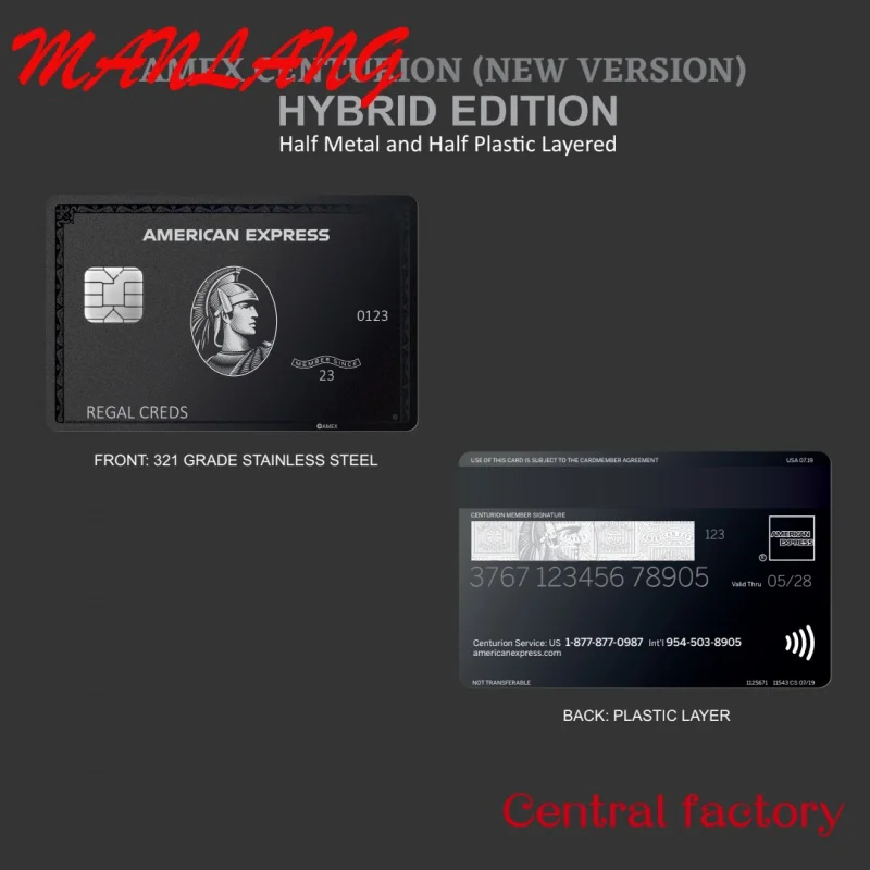 Изготовленная на заказ карта Aex Bla | Замените вашу старую карту Plast на гибридную карту AEX Bla (сталь и пласт) | AEX Centurion Card Sup Изображение 2 