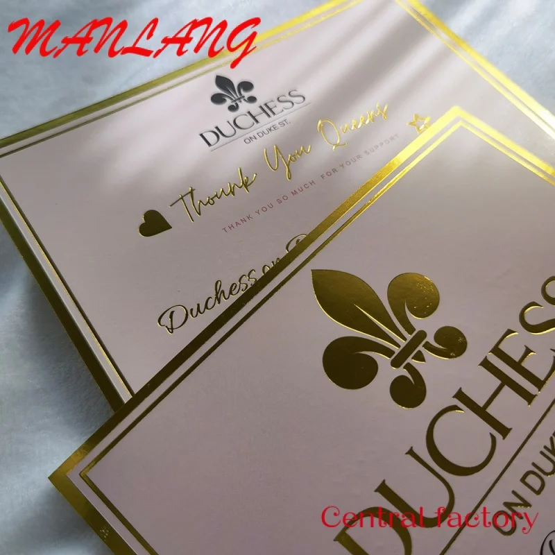 Изготовленная на заказ роскошная визитная карточка из металлической золотой фольги / открытка / свадебная открытка / благодарственная открытка с логотипом