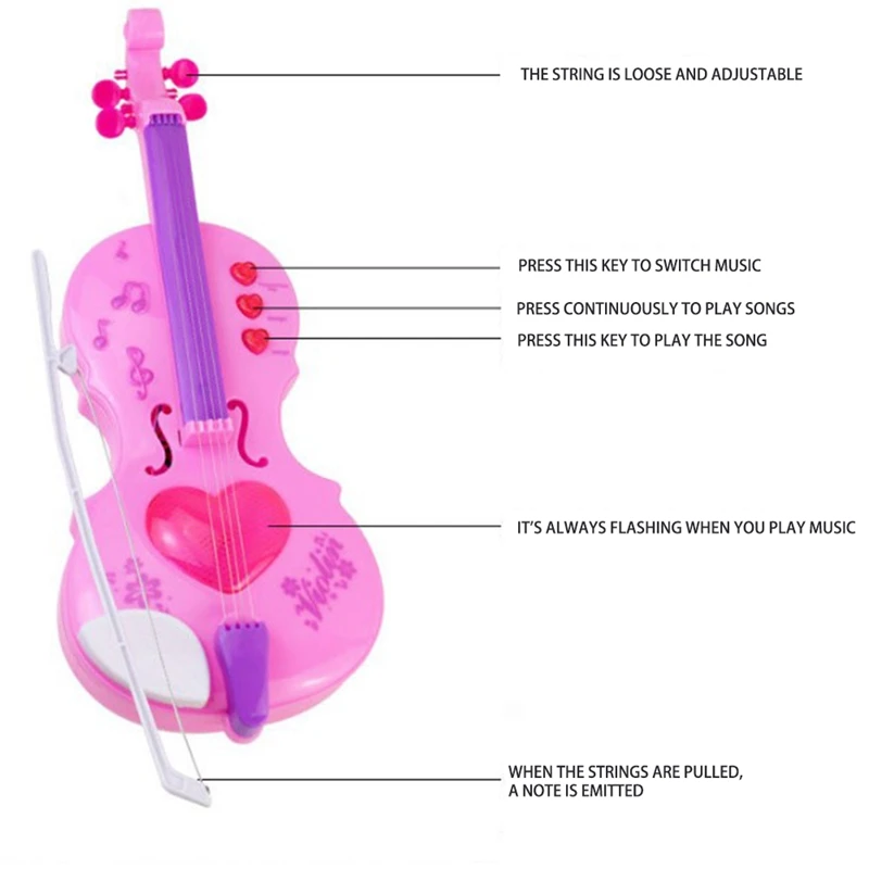 Имитирующая детская игрушка-скрипка, обучающие музыкальные инструменты, обучающая игрушка, Рождественские подарки для детей, девочек Изображение 5 