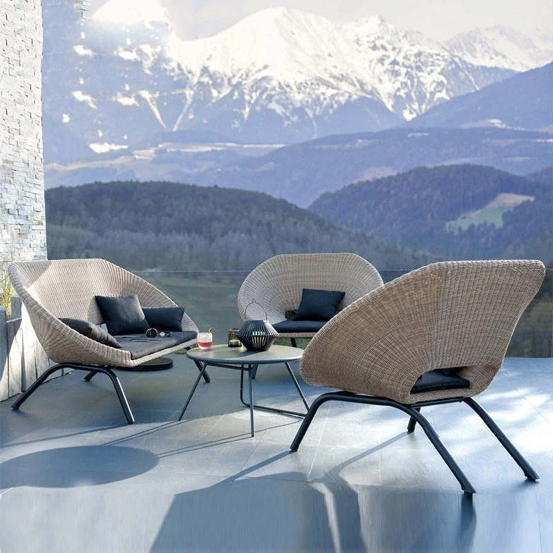 Индивидуальная комбинация уличных ротанговых диванов для отдыха во внутреннем дворе, сад, ротанговое кресло для отдыха на открытом воздухе, простое кресло для отдыха на открытом воздухе Изображение 2 