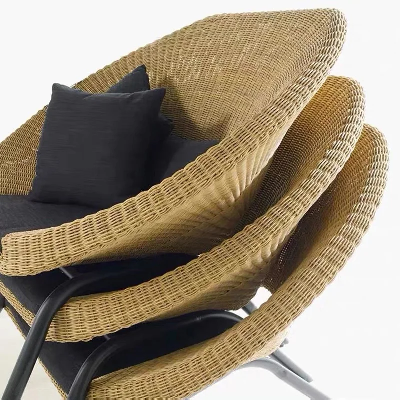 Индивидуальная комбинация уличных ротанговых диванов для отдыха во внутреннем дворе, сад, ротанговое кресло для отдыха на открытом воздухе, простое кресло для отдыха на открытом воздухе Изображение 3 