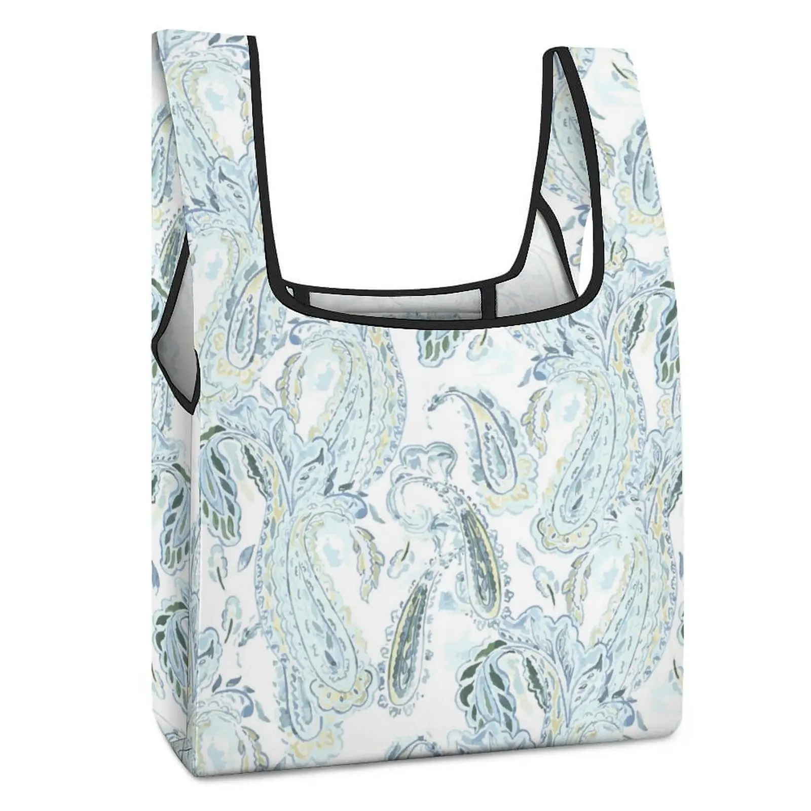 Индивидуальная печатная складная хозяйственная сумка С двойным ремешком Элегантная сумка-тоут с принтом Повседневная женская продуктовая сумка с индивидуальным рисунком