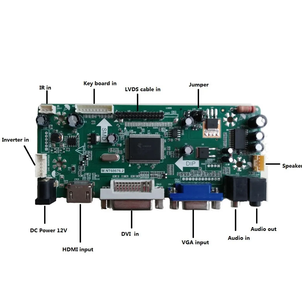 КОМПЛЕКТ ЖК-дисплея LED HDMI-совместимый для CLAA156WB13A 1366 × 768 экранная карта аудио VGA DVI LVDS M.NT68676 дисплей платы драйвера контроллера Изображение 3 