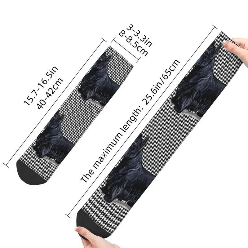 Кавайные мужские носки для шотландского терьера в клетку Унисекс, Удобные теплые носки с 3D принтом для домашних животных Scottie Dog Crew Изображение 2 