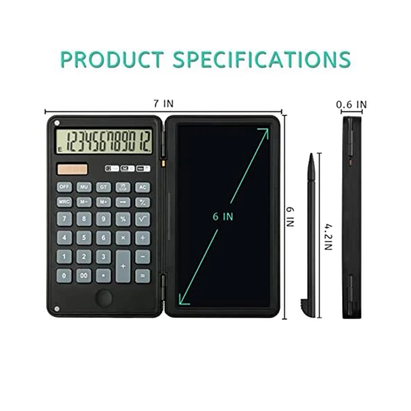 Калькулятор, 12-значный дисплей Настольные Калькуляторы со стираемым письменным столом, карманный калькулятор двойного питания на солнечной батарее Изображение 5 