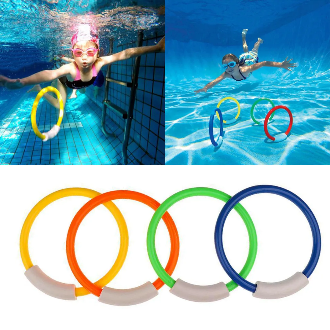 Кольца для подводного плавания в бассейне для детей, детские игрушки для водных игр, аксессуары Изображение 0 