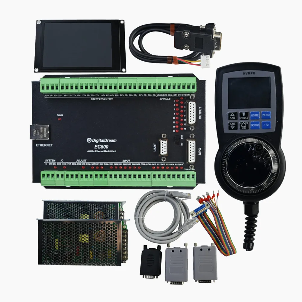 Комплект Контроллера Движения Digital Dream Ethernet Mach3 с ЧПУ с Рукояткой NVMPG, Дисплеем ICD и Источником питания 100 Вт 24 В постоянного тока