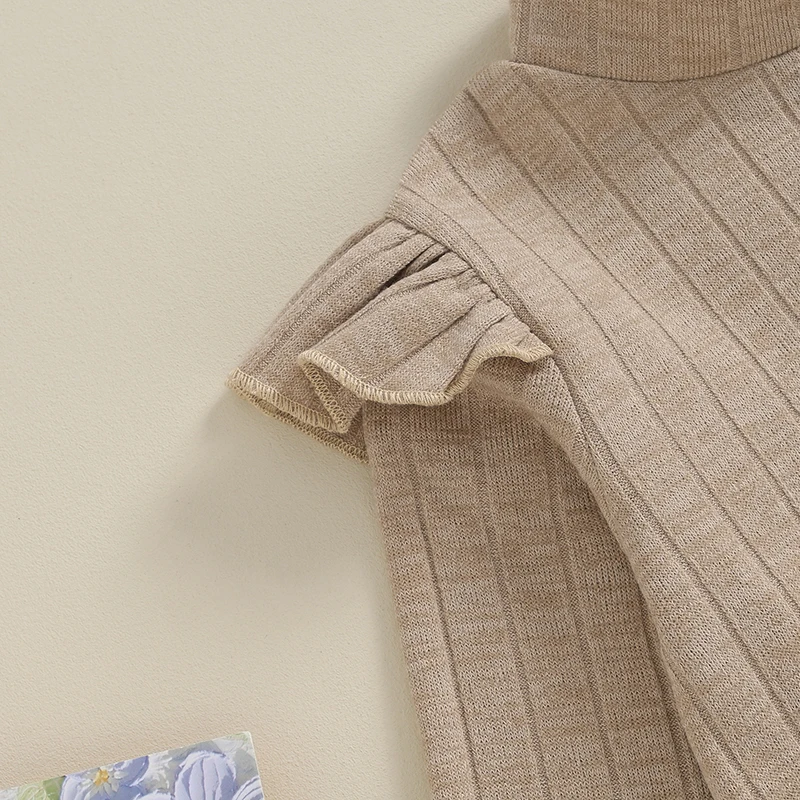 Комплекты юбок из 2 предметов для маленьких девочек, трикотажные топы с оборками и длинными рукавами, юбка в клетку с поясом, костюм Изображение 2 