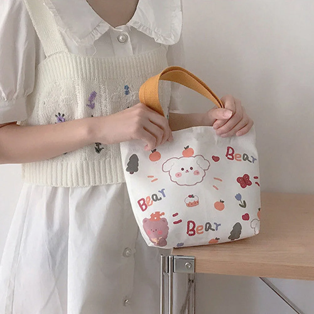 Корейская сумка для ручной работы, сумка-слинг, сумка через плечо, сумка-слинг, сумка для покупок, Холщовый Кролик, Медведь, печать INS Изображение 0 