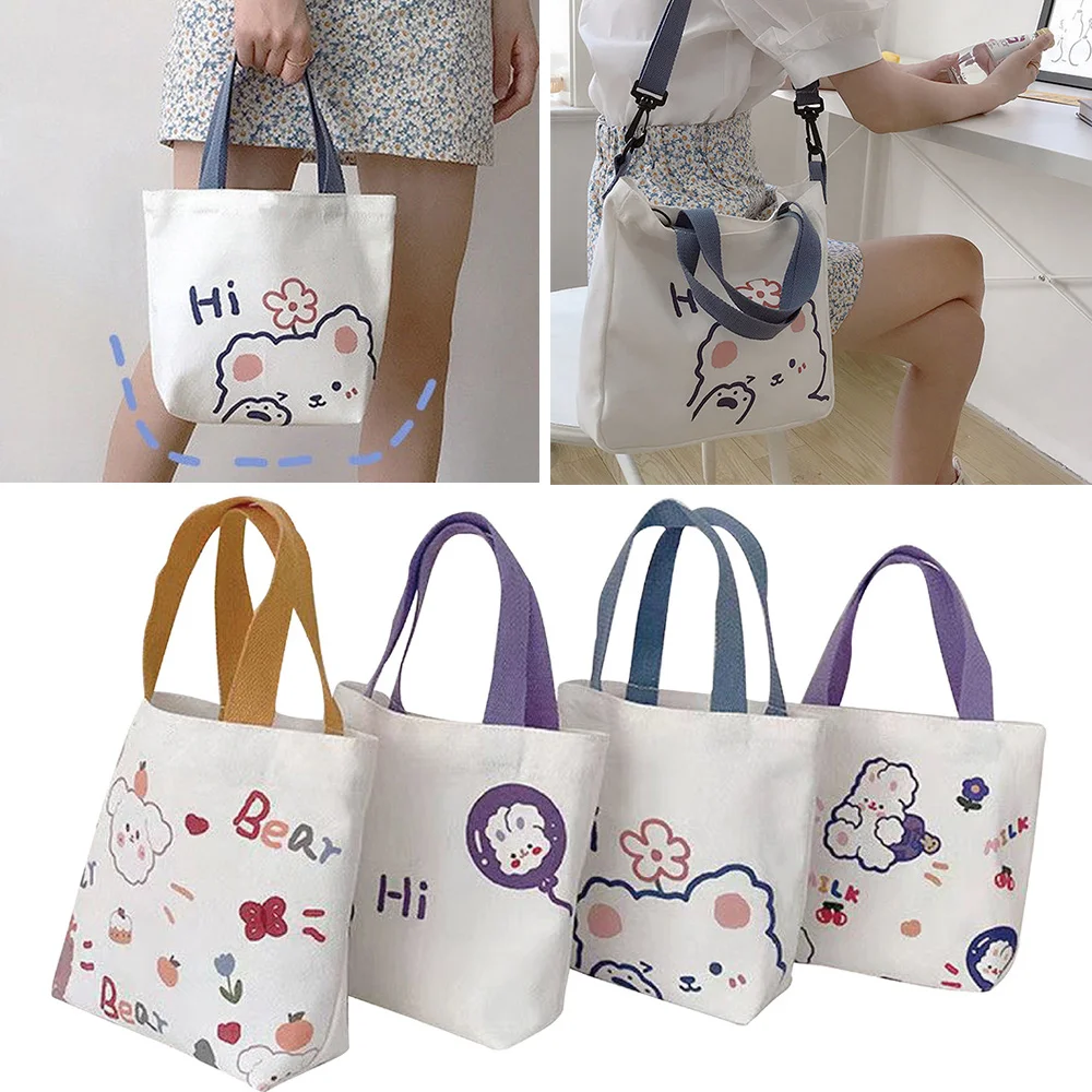 Корейская сумка для ручной работы, сумка-слинг, сумка через плечо, сумка-слинг, сумка для покупок, Холщовый Кролик, Медведь, печать INS Изображение 1 