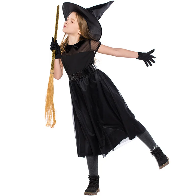 Костюм Ведьмы на Хэллоуин, Черная сетчатая пряжа, костюм Маленькой Дьяволицы, костюм для выступлений, костюм для фотосъемки, платье для косплея