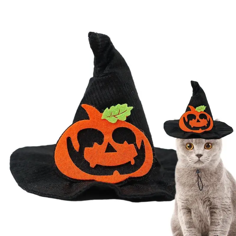 Костюм Кошки-ведьмы, шляпа Кошки на Хэллоуин, костюм собаки-ведьмы с дизайном летучей мыши, Жуткая шляпа-тыква, не линяющая шерсть для вечеринки в честь Хэллоуина