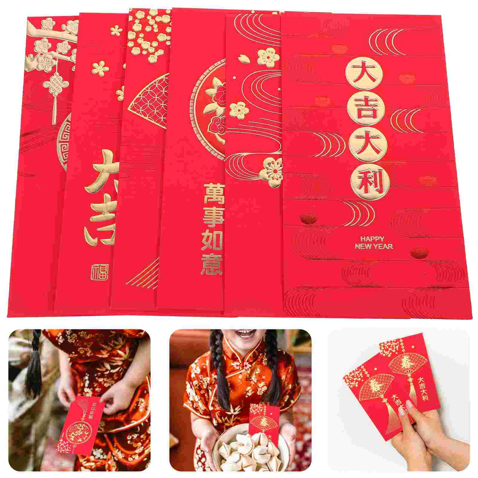 Красный конверт Новогодний Красный карманный Китайский Новый год Красные конверты Красная сумка Весенний фестиваль Свадьба День рождения Красные конверты Изображение 0 